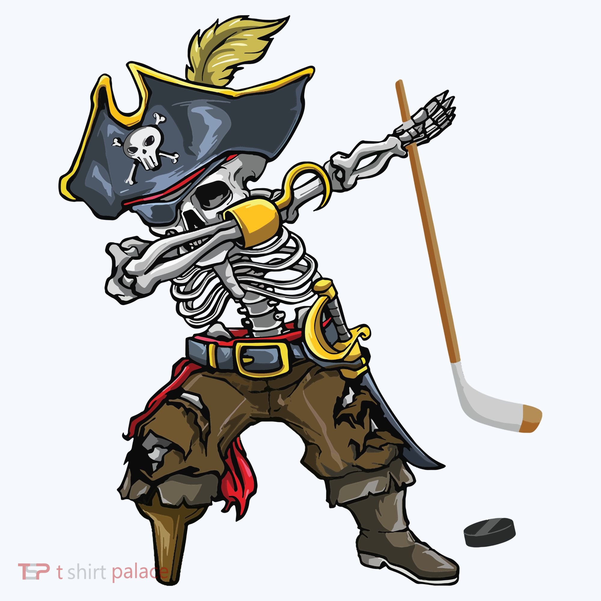 Dabbing Skeleton Pirate Hockey Lover Halloween Costume Hat