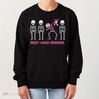 Dabbing Skeleton Pink Ribbon Breast Cancer Halloween Women's Sweatshirt thumb 0