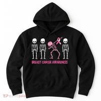 Dabbing Skeleton Pink Ribbon Breast Cancer Halloween Hoodie thumb 0