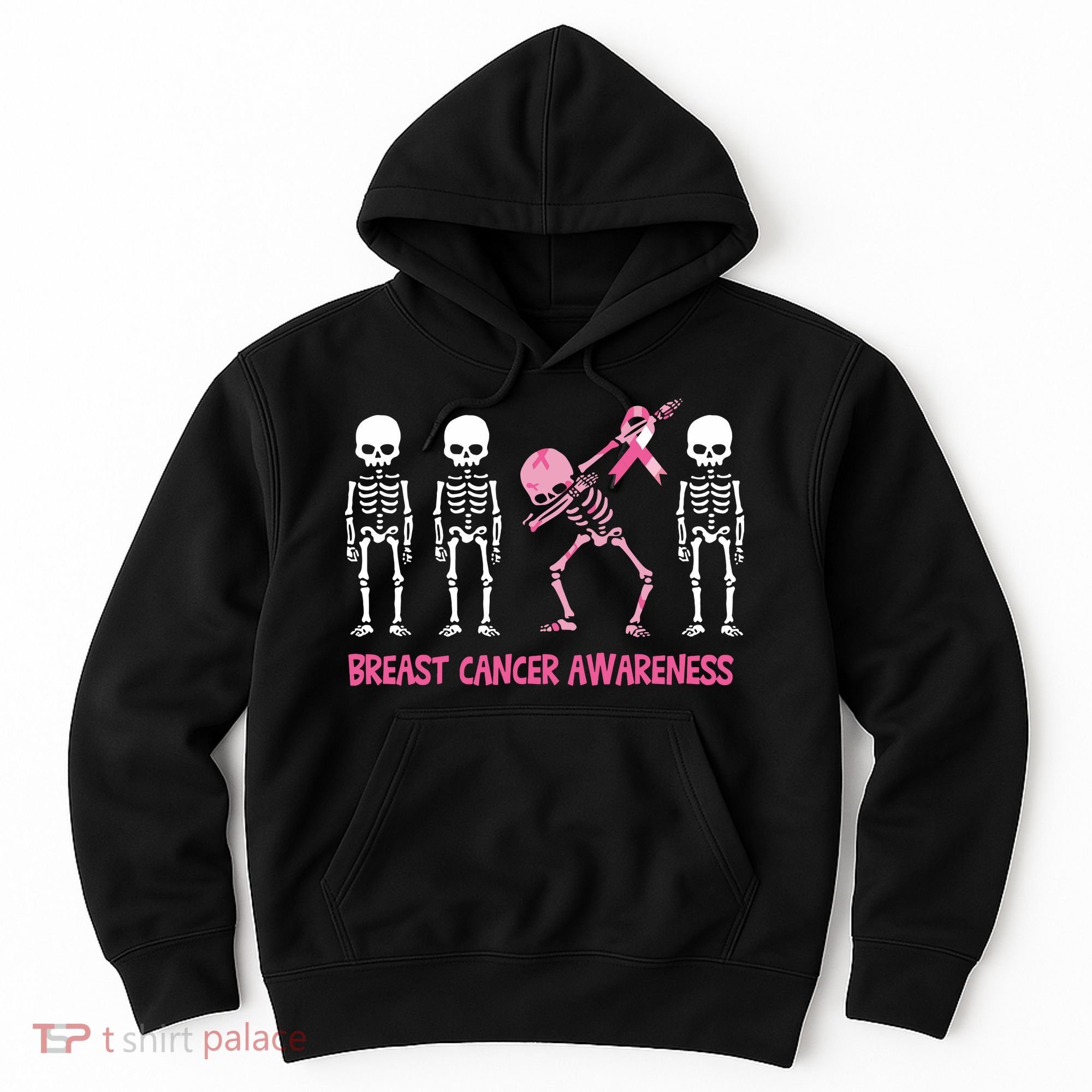 Dabbing Skeleton Pink Ribbon Breast Cancer Halloween Hoodie