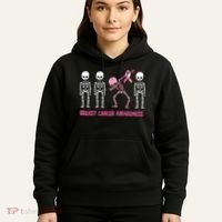 Dabbing Skeleton Pink Ribbon Breast Cancer Halloween Hoodie thumb 5
