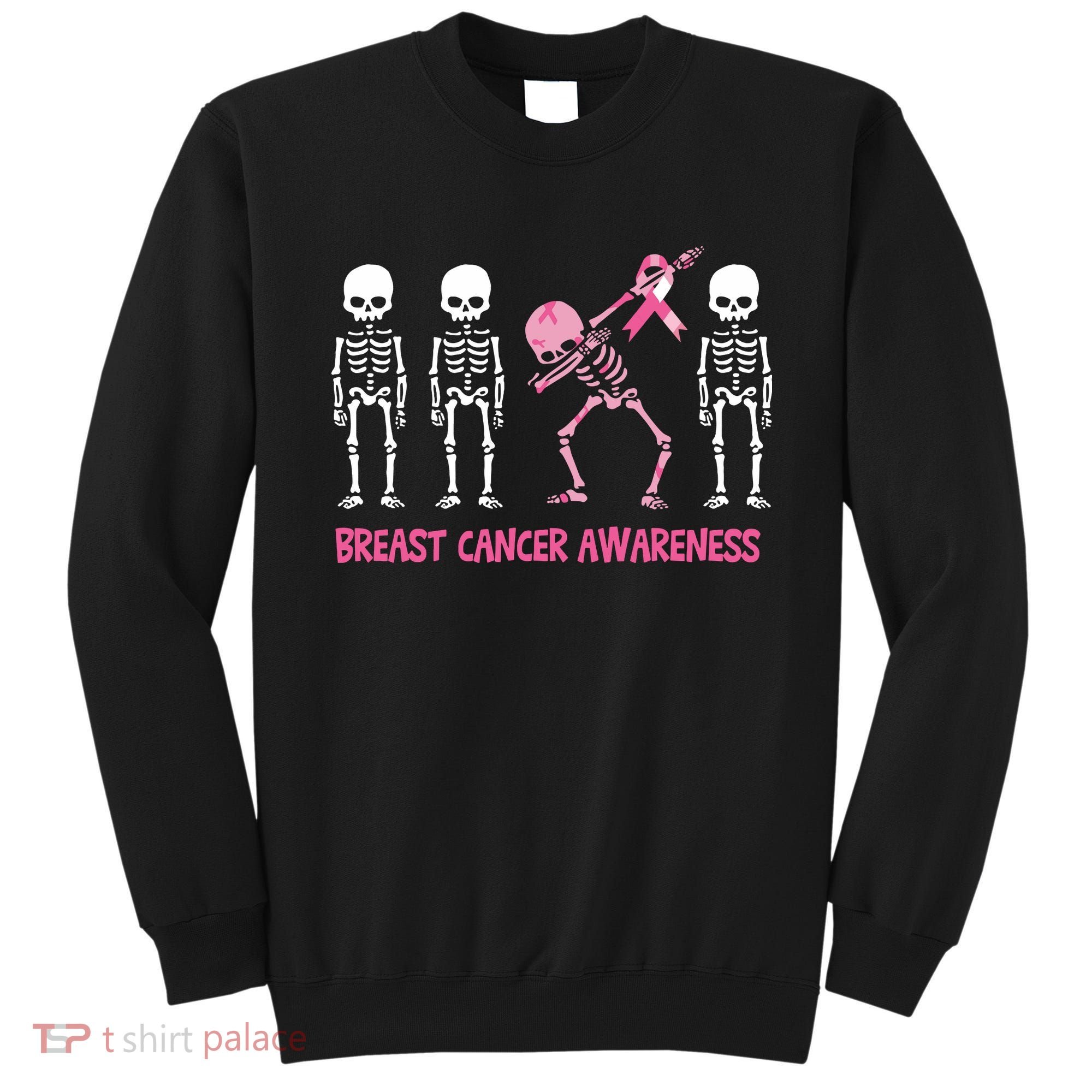 Dabbing Skeleton Pink Ribbon Breast Cancer Halloween Sweatshirt