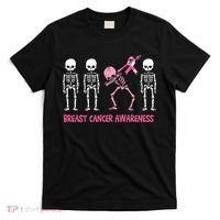 Dabbing Skeleton Pink Ribbon Breast Cancer Halloween T-Shirt thumb 0