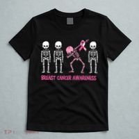 Dabbing Skeleton Pink Ribbon Breast Cancer Halloween T-Shirt thumb 5
