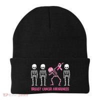 Dabbing Skeleton Pink Ribbon Breast Cancer Halloween Beanie thumb 0