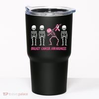 Dabbing Skeleton Pink Ribbon Breast Cancer Halloween Tumbler thumb 0