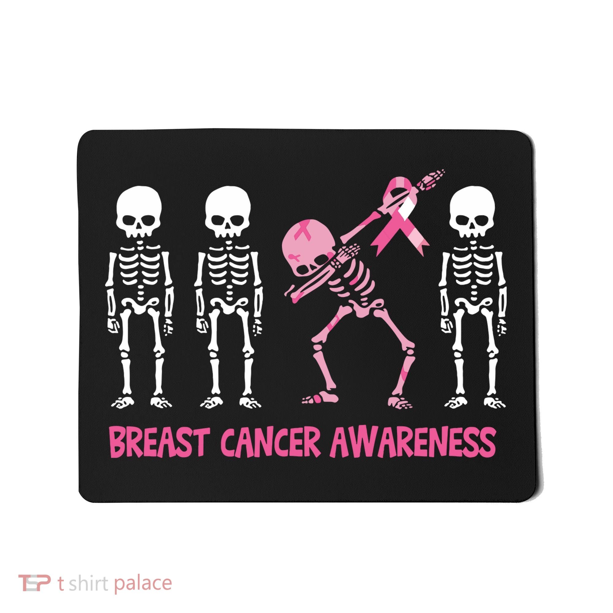 Dabbing Skeleton Pink Ribbon Breast Cancer Halloween Mousepad