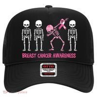 Dabbing Skeleton Pink Ribbon Breast Cancer Halloween Hat thumb 0