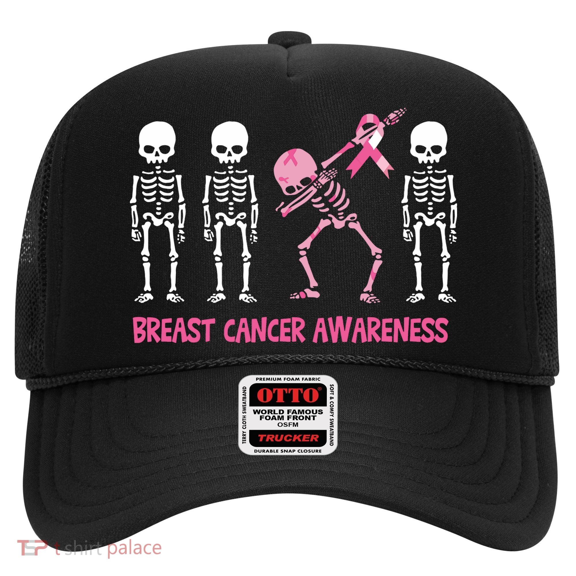 Dabbing Skeleton Pink Ribbon Breast Cancer Halloween Hat