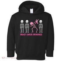 Dabbing Skeleton Pink Ribbon Breast Cancer Halloween Toddler Hoodie thumb 0