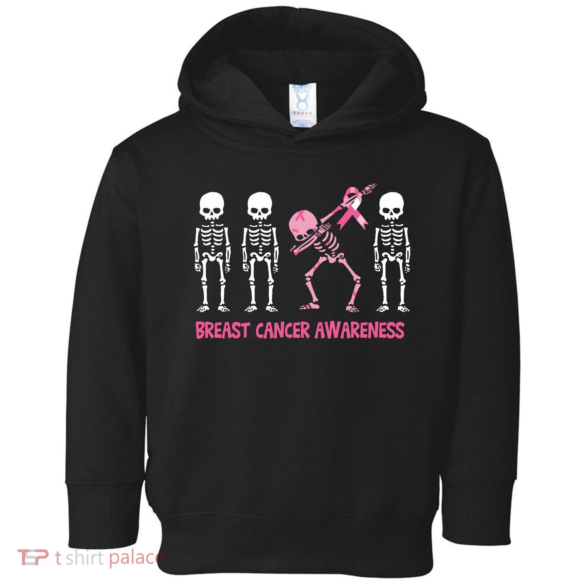 Dabbing Skeleton Pink Ribbon Breast Cancer Halloween Toddler Hoodie