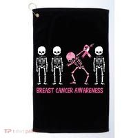 Dabbing Skeleton Pink Ribbon Breast Cancer Halloween Golf Towel thumb 0