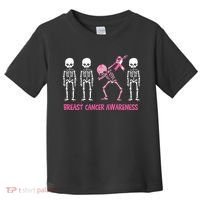 Dabbing Skeleton Pink Ribbon Breast Cancer Halloween Toddler T-Shirt thumb 0