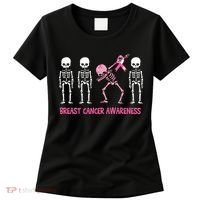 Dabbing Skeleton Pink Ribbon Breast Cancer Halloween Women's T-Shirt thumb 0