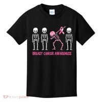Dabbing Skeleton Pink Ribbon Breast Cancer Halloween Kids T-Shirt thumb 0