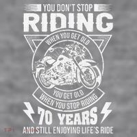 DonT Stop Riding When You Get Old Motorcycle 70th Birthday Women's Racerback Cropped Tank thumb 2