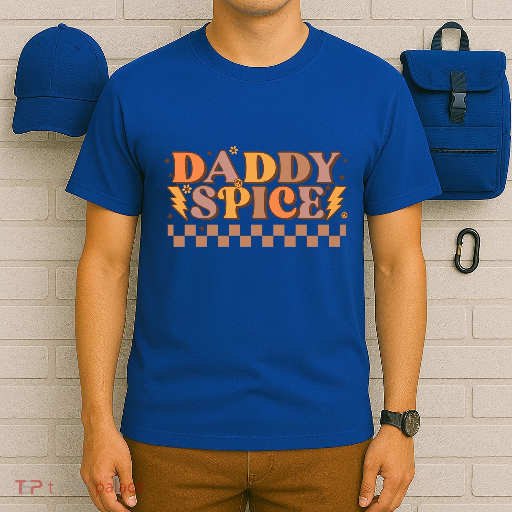 Daddy Spice Retro Checkered Thanksgiving Family Matching Dad Gift T-Shirt