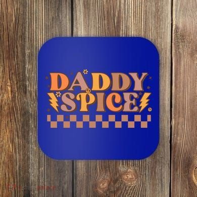 Daddy Spice Retro Checkered Thanksgiving Family Matching Dad Gift Coaster