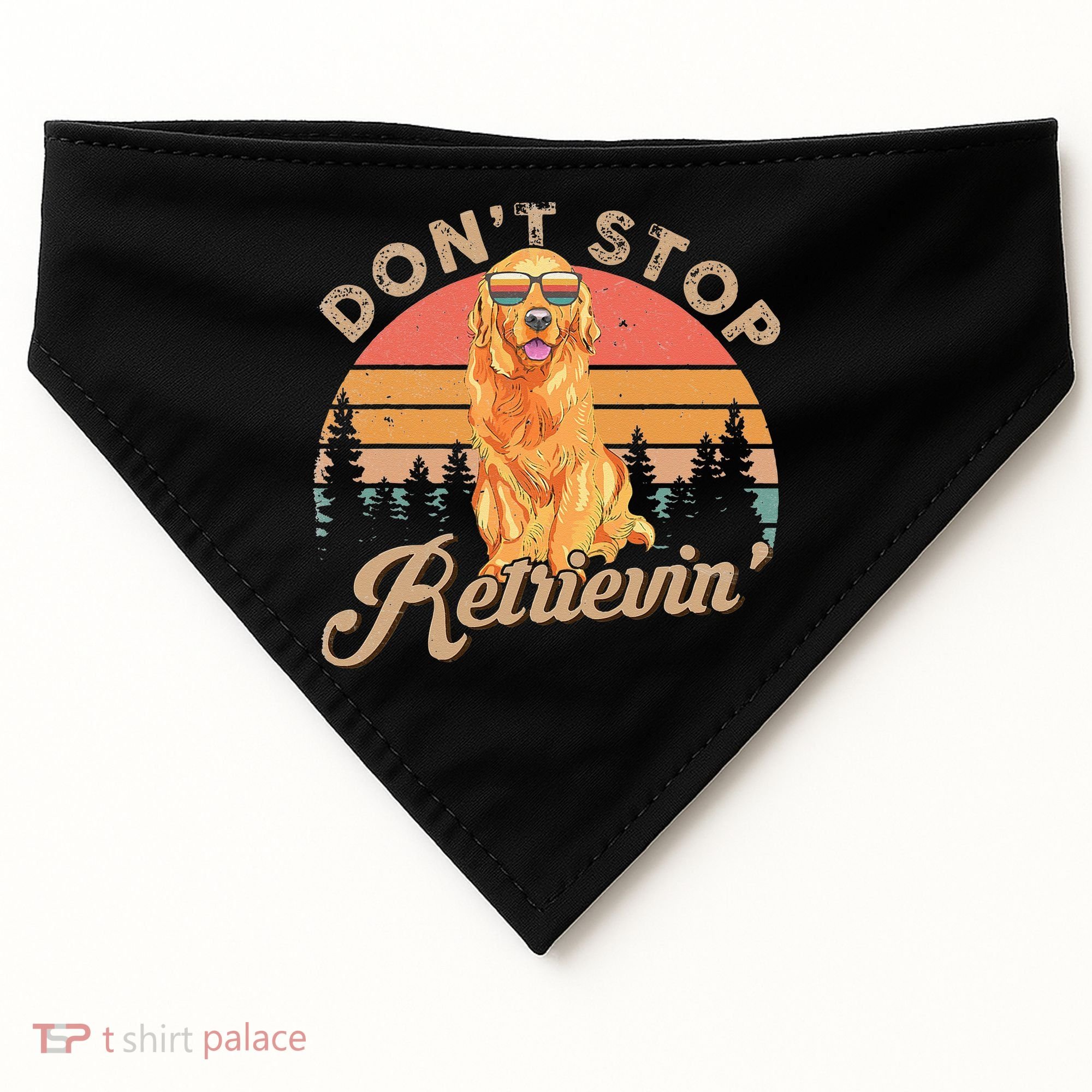Don't Stop Retrieving Retro Golden Retriever USA-Made Doggie Bandana