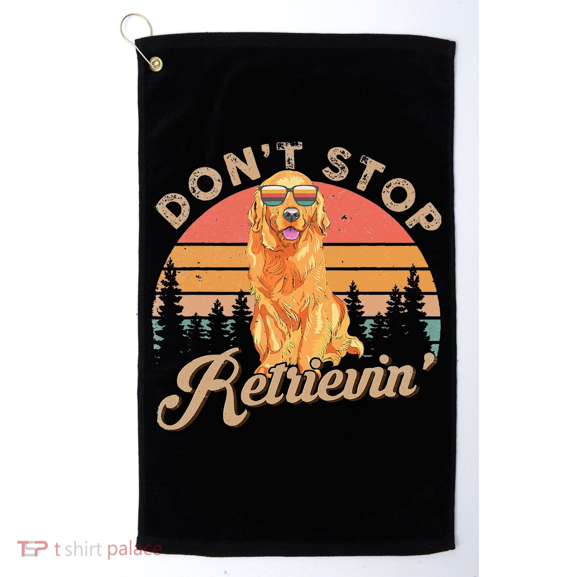 Don't Stop Retrieving Retro Golden Retriever Golf Towel
