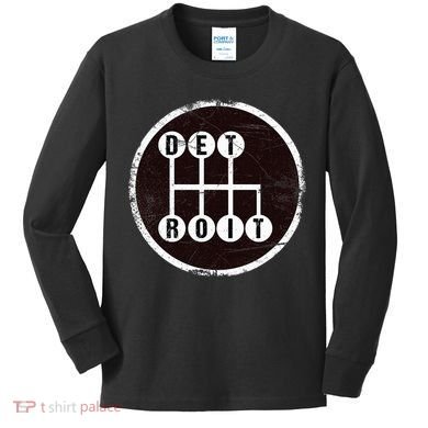 Detroit Stick Shift Design Kids Long Sleeve Shirt