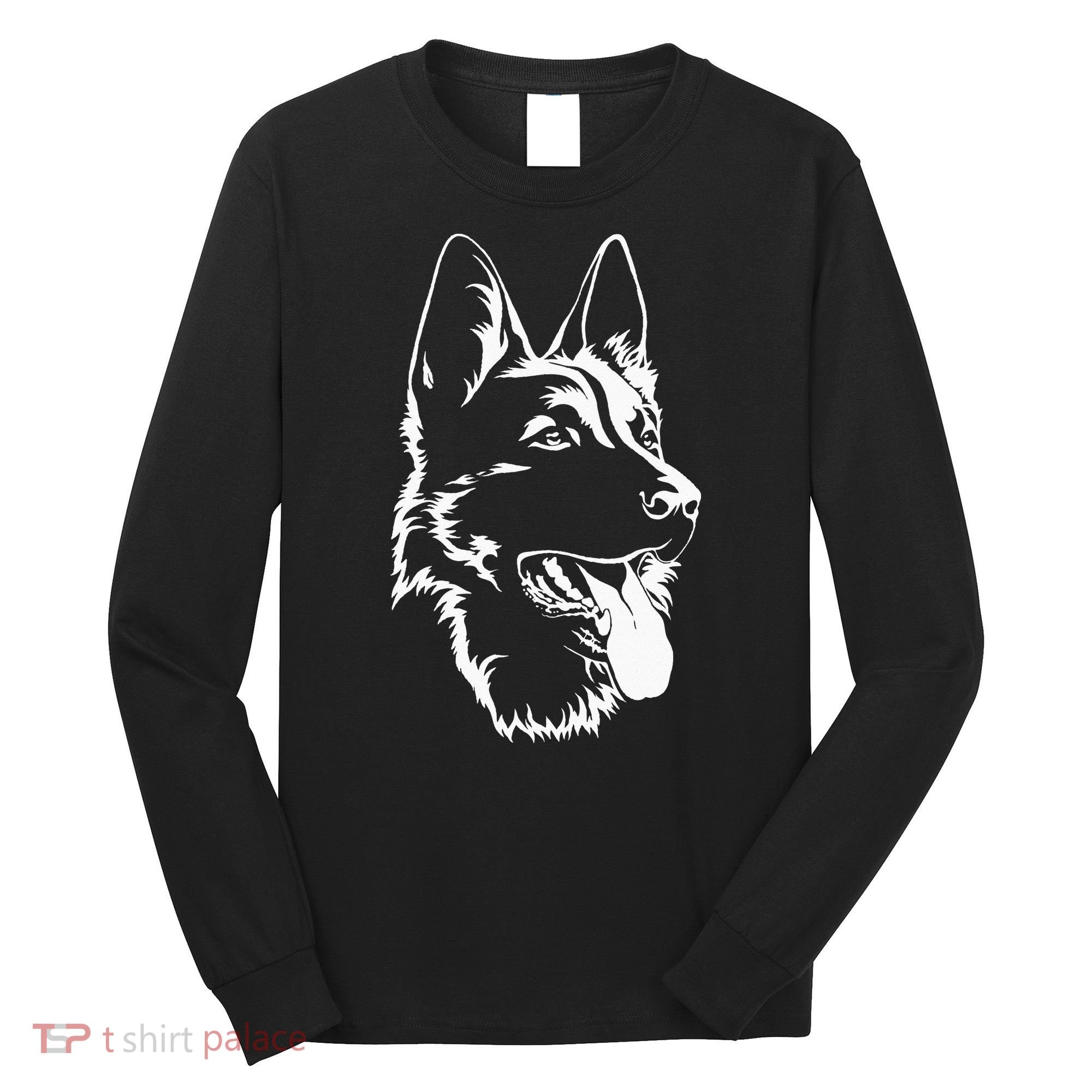 Dog Silhouette Sitting German Shepherd Long Sleeve Shirt