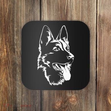 Dog Silhouette Sitting German Shepherd Coaster