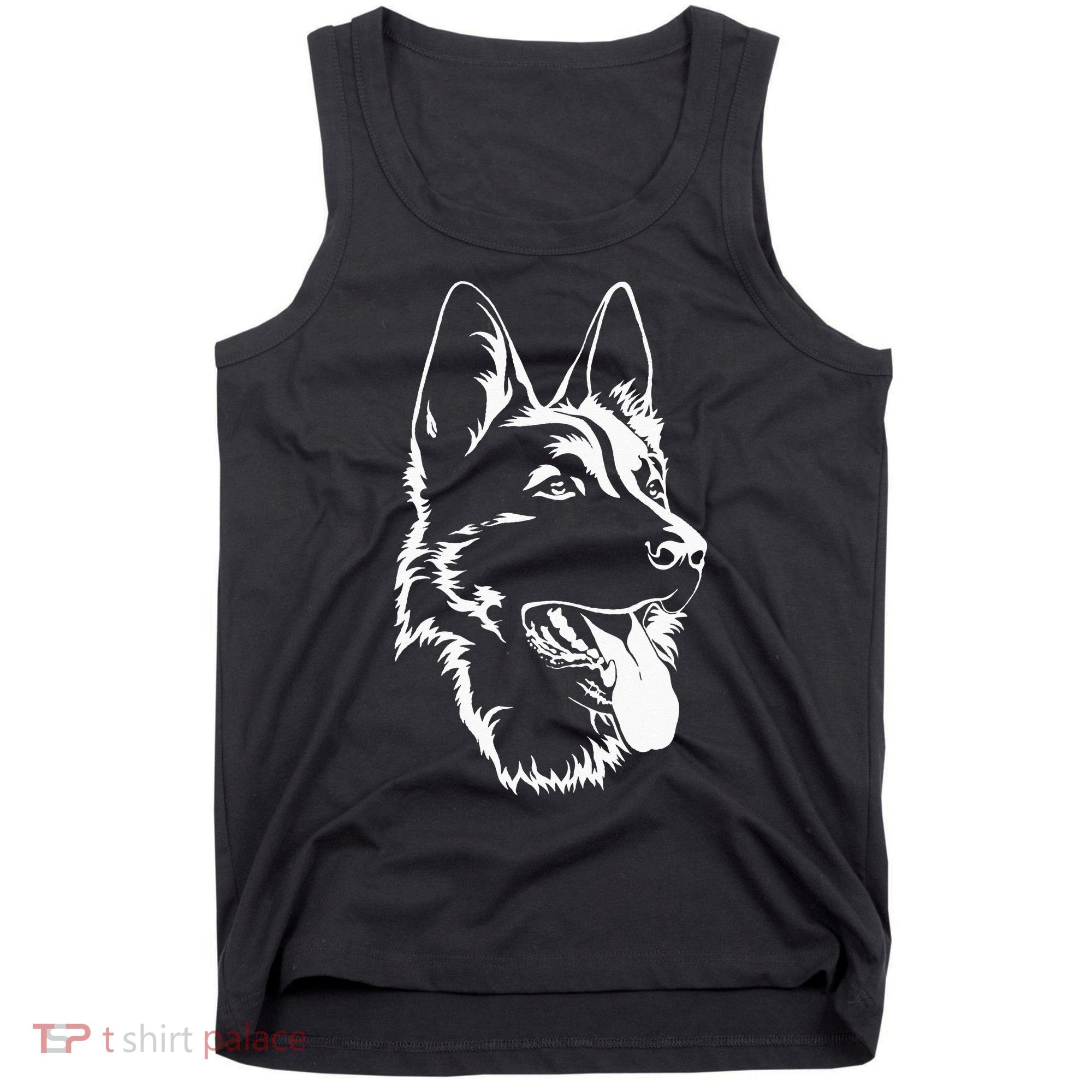 Dog Silhouette Sitting German Shepherd Tank Top