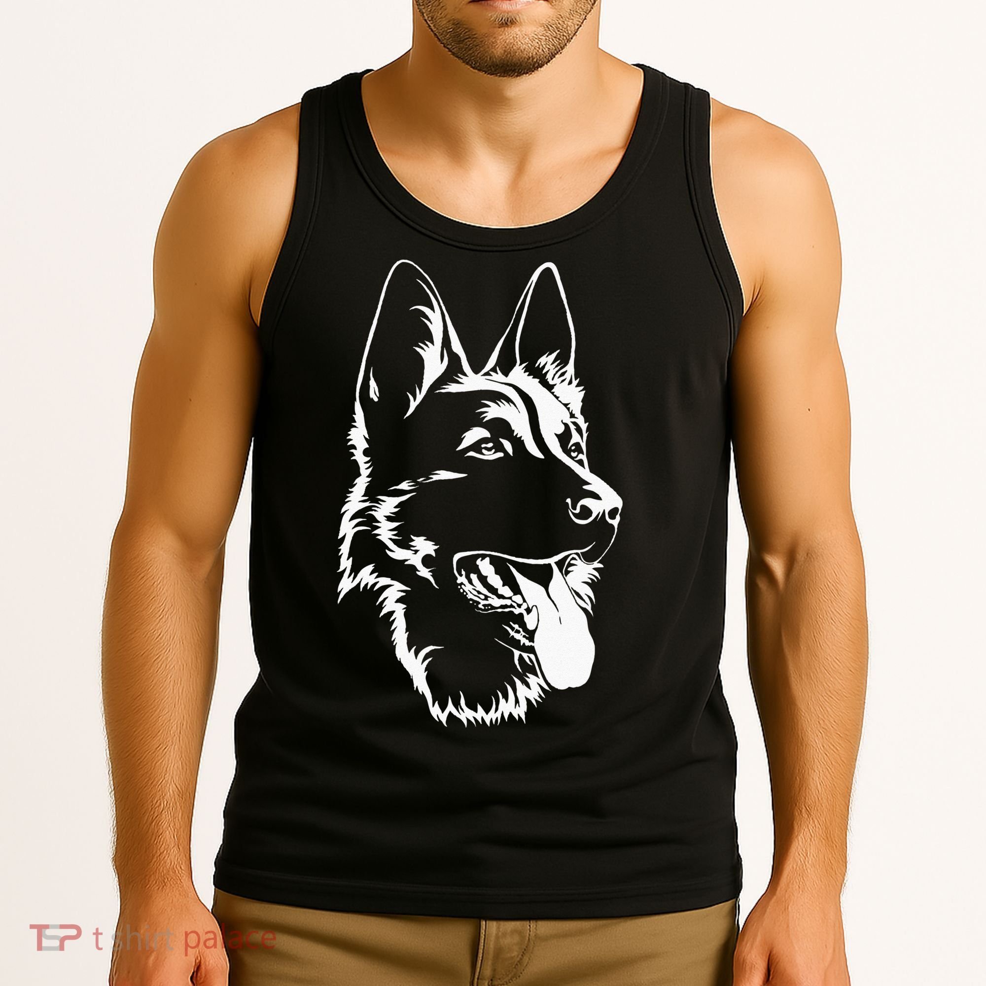 Dog Silhouette Sitting German Shepherd Tank Top