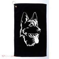 Dog Silhouette Sitting German Shepherd Golf Towel thumb 0