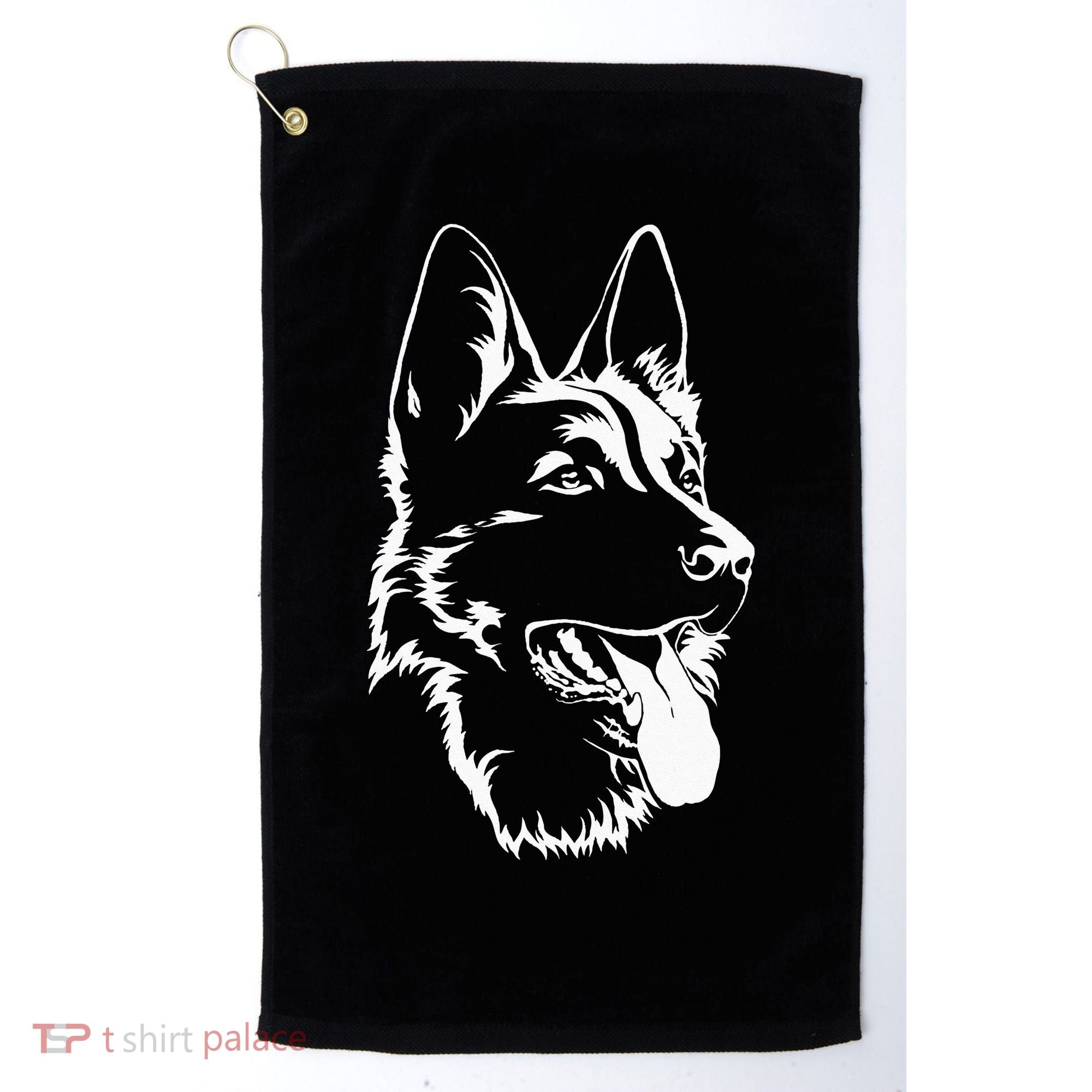 Dog Silhouette Sitting German Shepherd Golf Towel