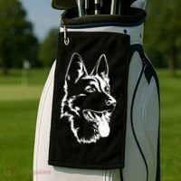 Dog Silhouette Sitting German Shepherd Golf Towel thumb 2