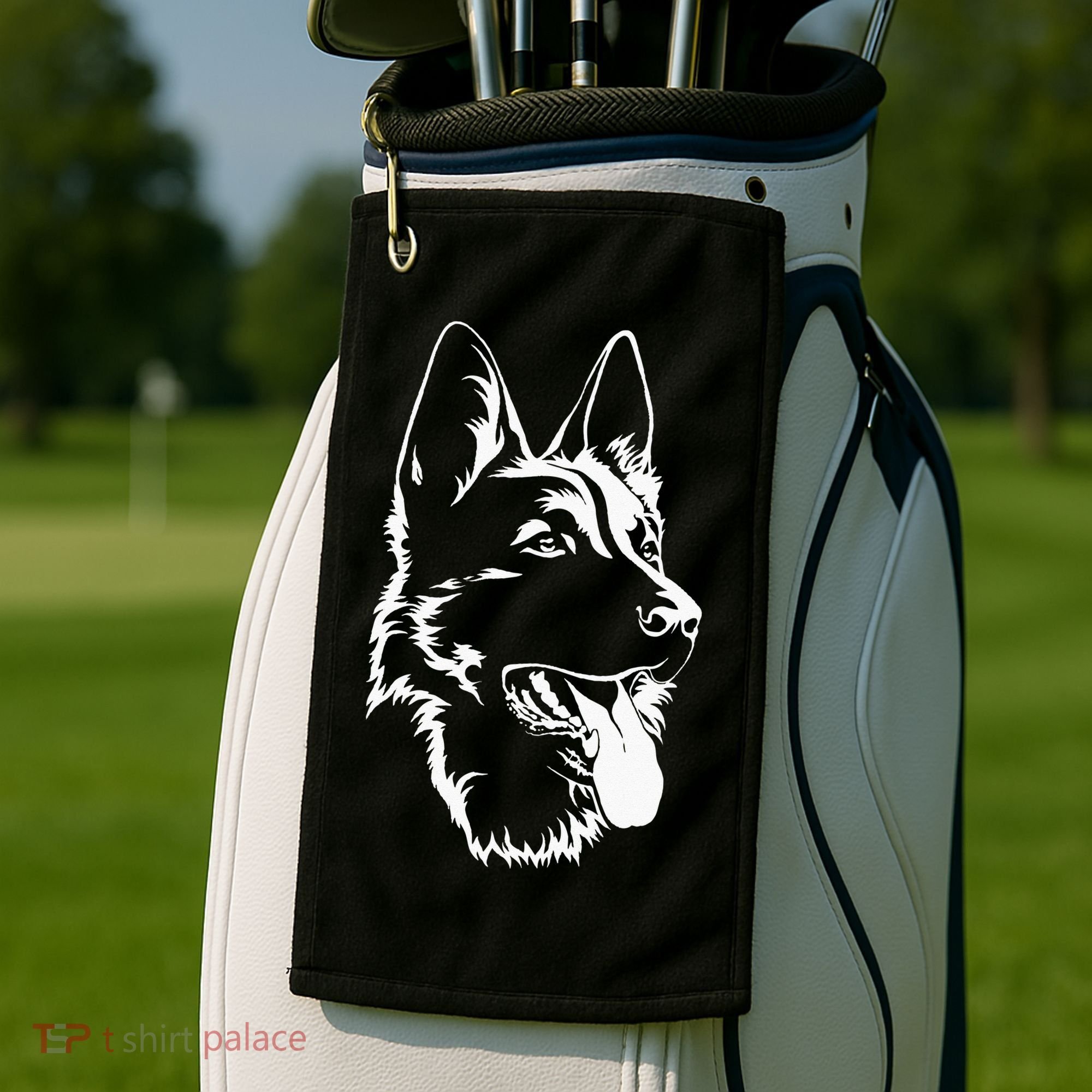 Dog Silhouette Sitting German Shepherd Golf Towel