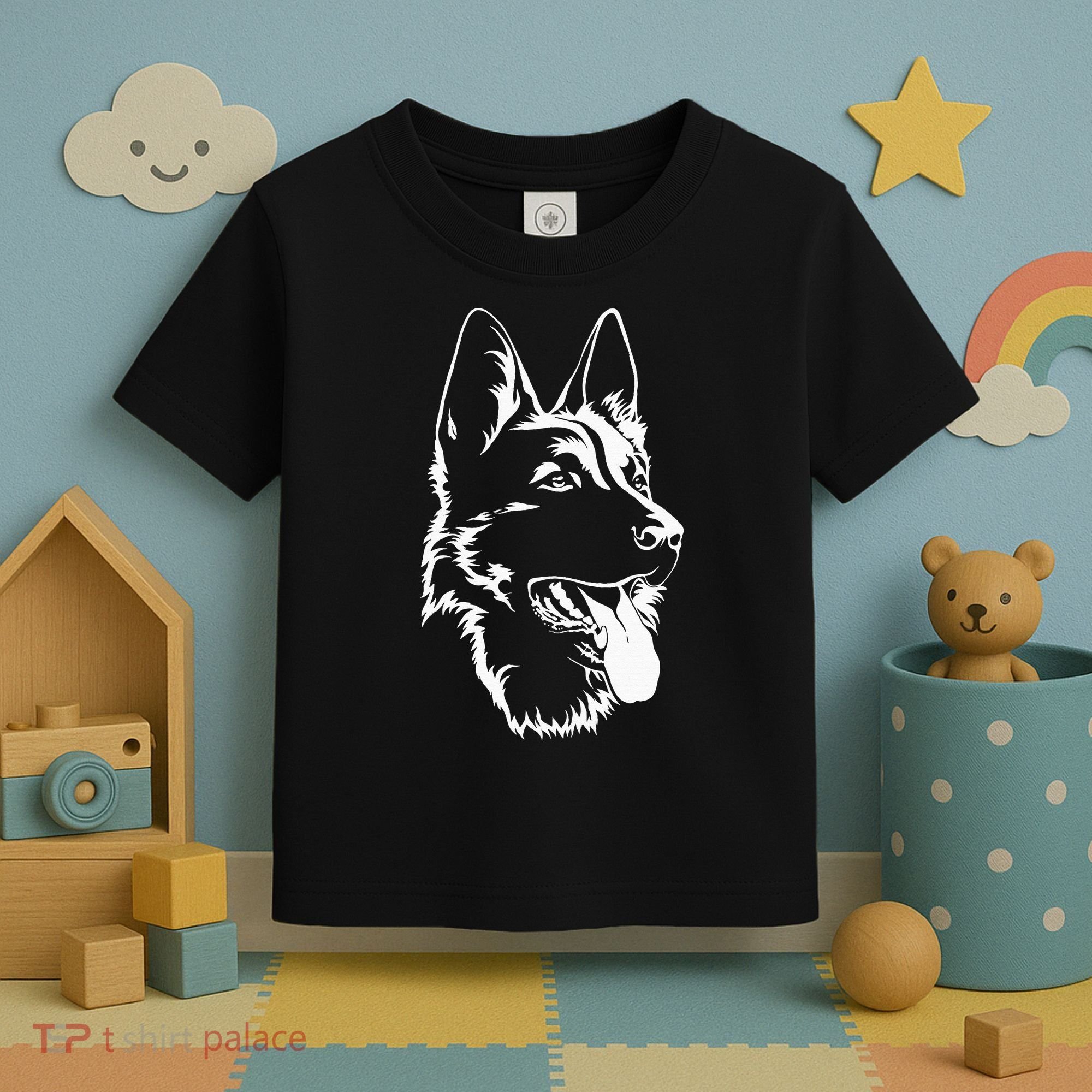 Dog Silhouette Sitting German Shepherd Toddler T-Shirt