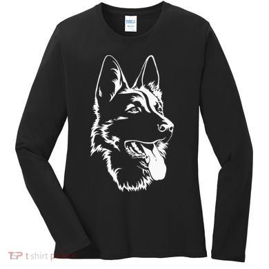 Dog Silhouette Sitting German Shepherd Women's Long Sleeve Shirt