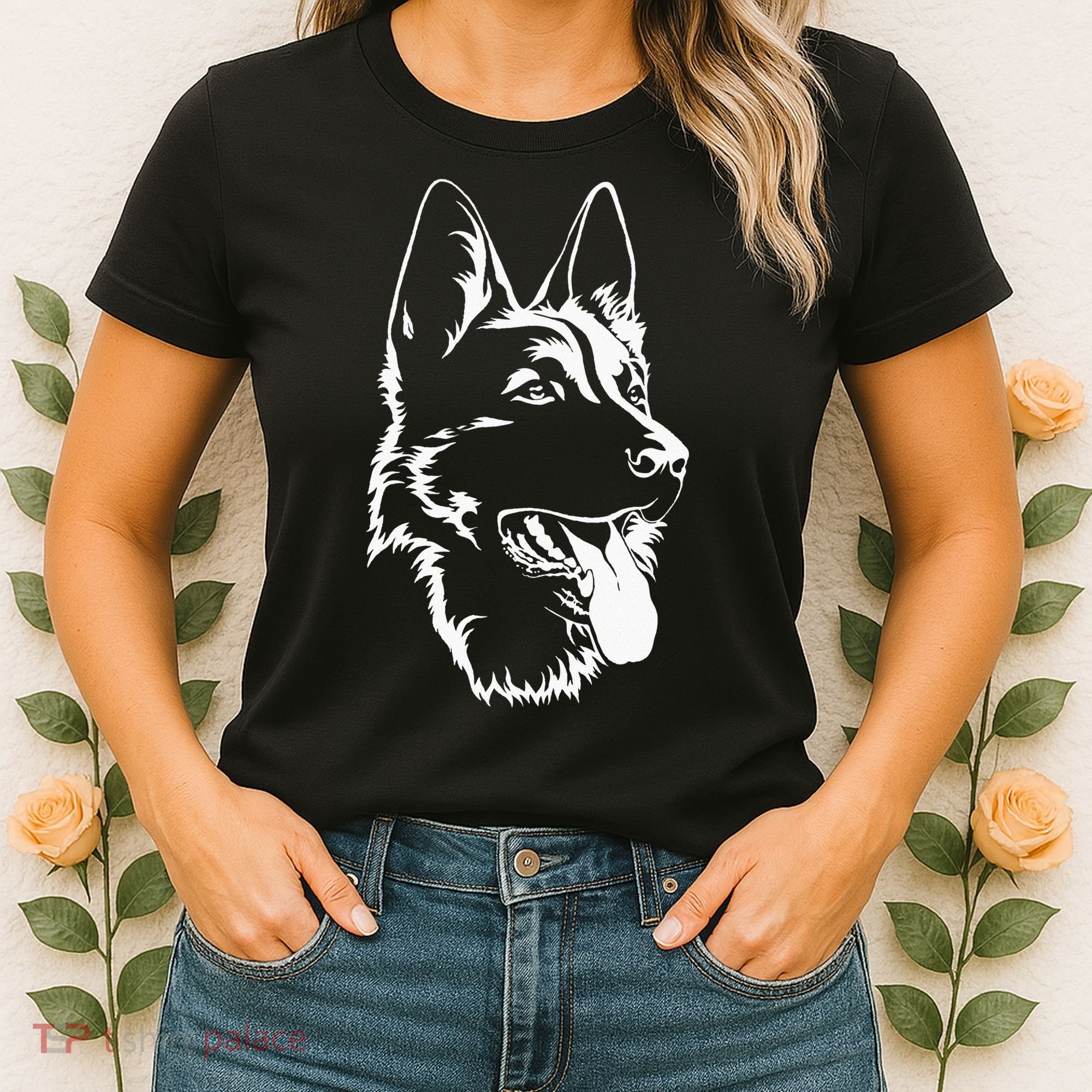 Dog Silhouette Sitting German Shepherd Women's T-Shirt