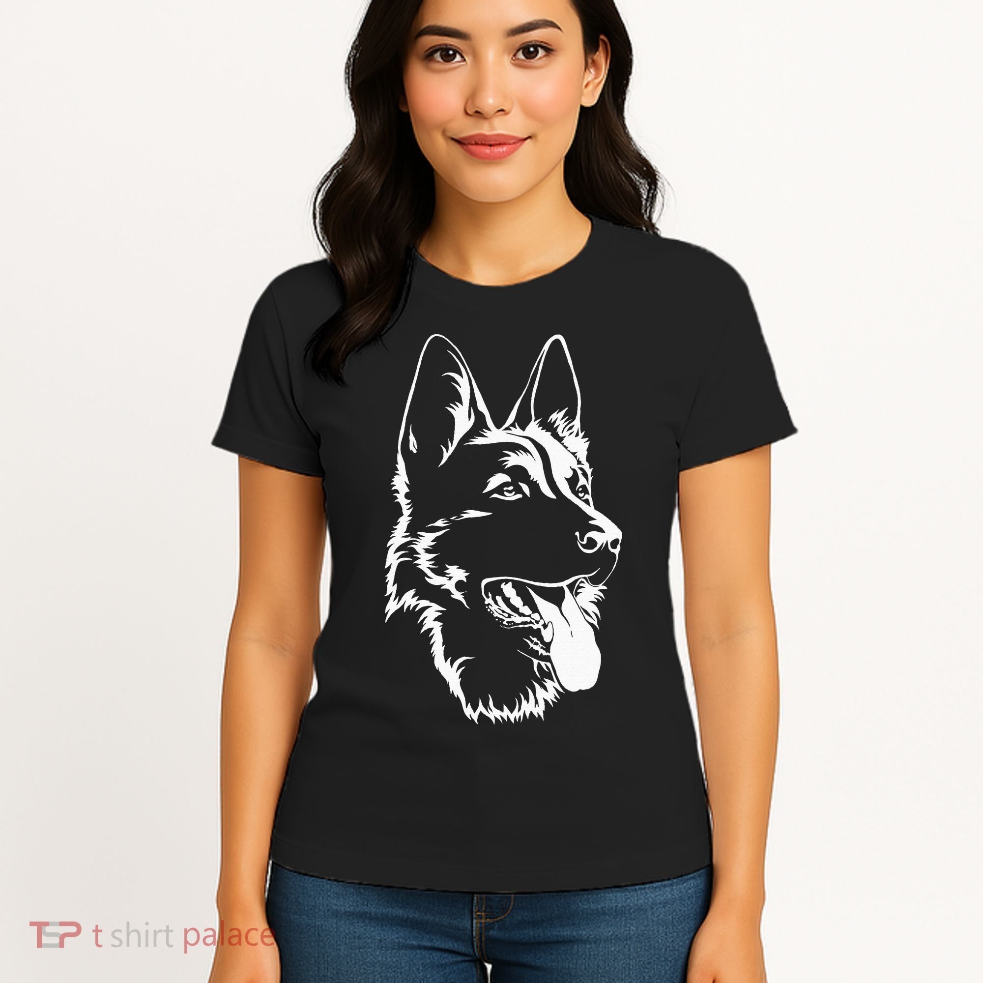 Dog Silhouette Sitting German Shepherd Women's T-Shirt
