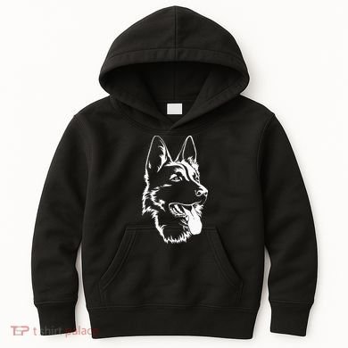 Dog Silhouette Sitting German Shepherd Kids Hoodie