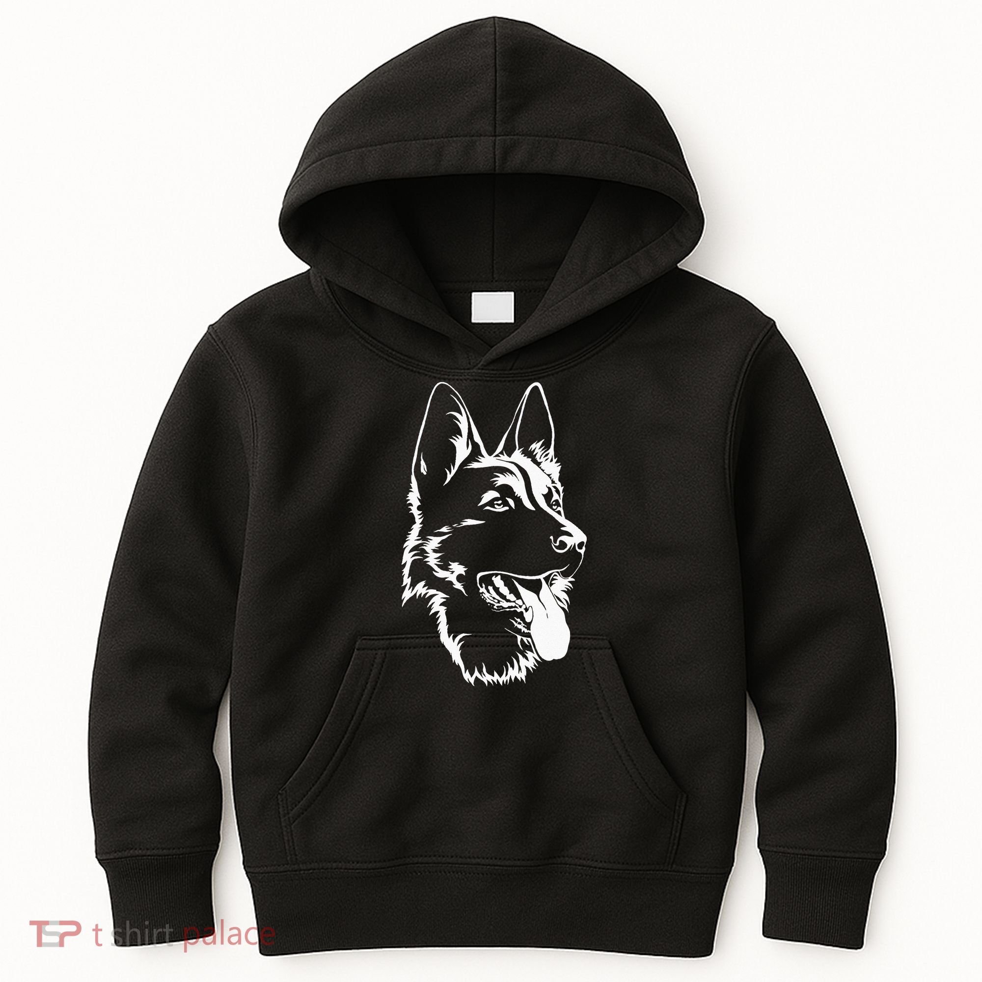 Dog Silhouette Sitting German Shepherd Kids Hoodie