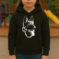 Dog Silhouette Sitting German Shepherd Kids Hoodie thumb 3