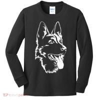 Dog Silhouette Sitting German Shepherd Kids Long Sleeve Shirt thumb 0