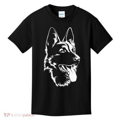 Dog Silhouette Sitting German Shepherd Kids T-Shirt