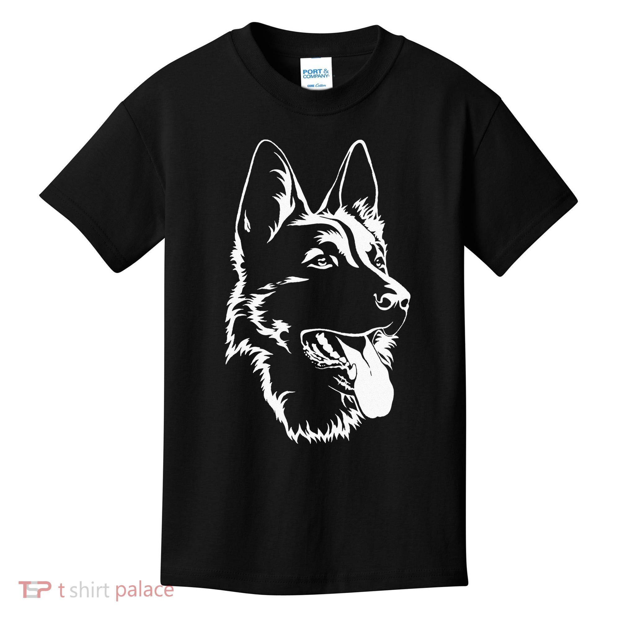Dog Silhouette Sitting German Shepherd Kids T-Shirt