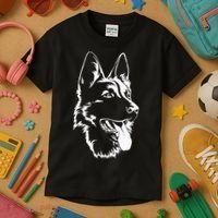 Dog Silhouette Sitting German Shepherd Kids T-Shirt thumb 3