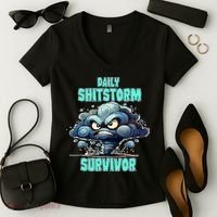 Daily Shitstorm Survivor Women's V-Neck T-Shirt thumb 2