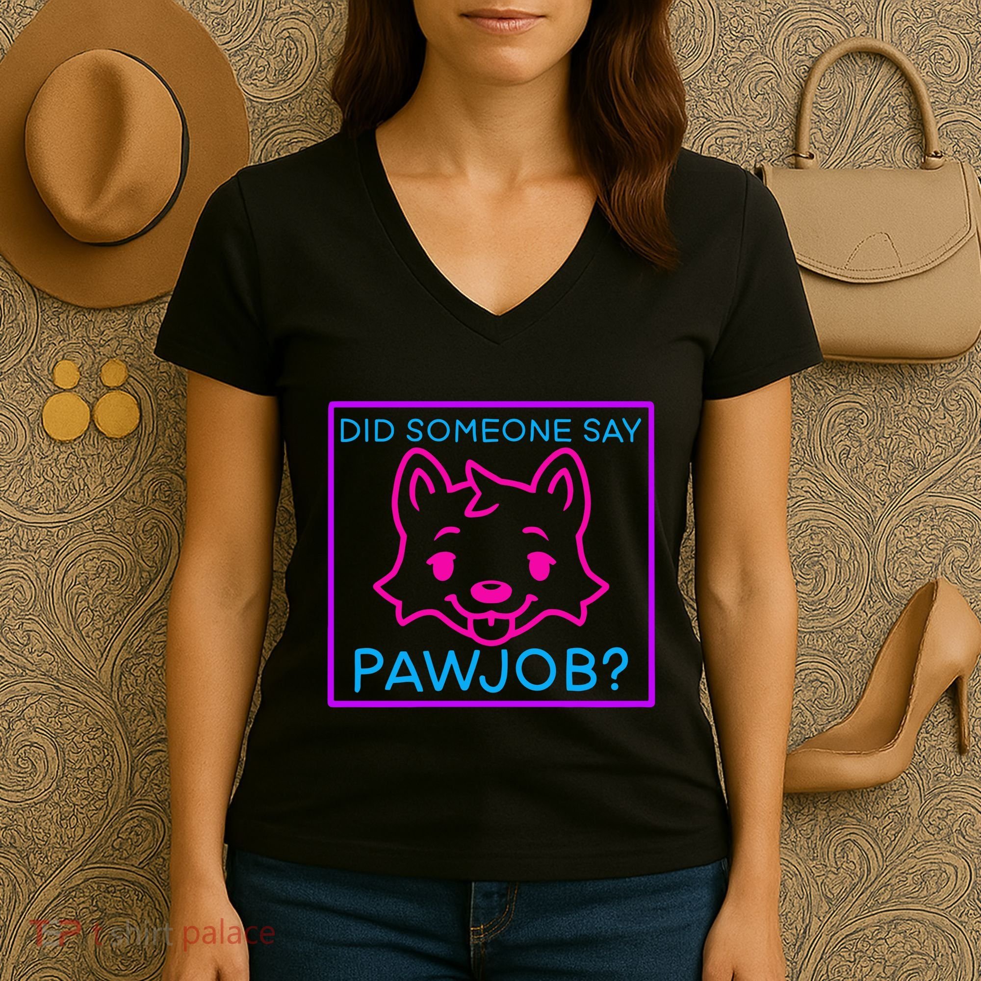 Did Someone Say Pawjob Women's V-Neck T-Shirt