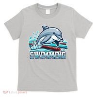 Dolphin Swimming Sports Fan Cartoon Style T-Shirt thumb 0