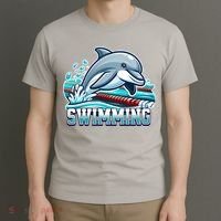 Dolphin Swimming Sports Fan Cartoon Style T-Shirt thumb 3