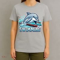 Dolphin Swimming Sports Fan Cartoon Style T-Shirt thumb 4