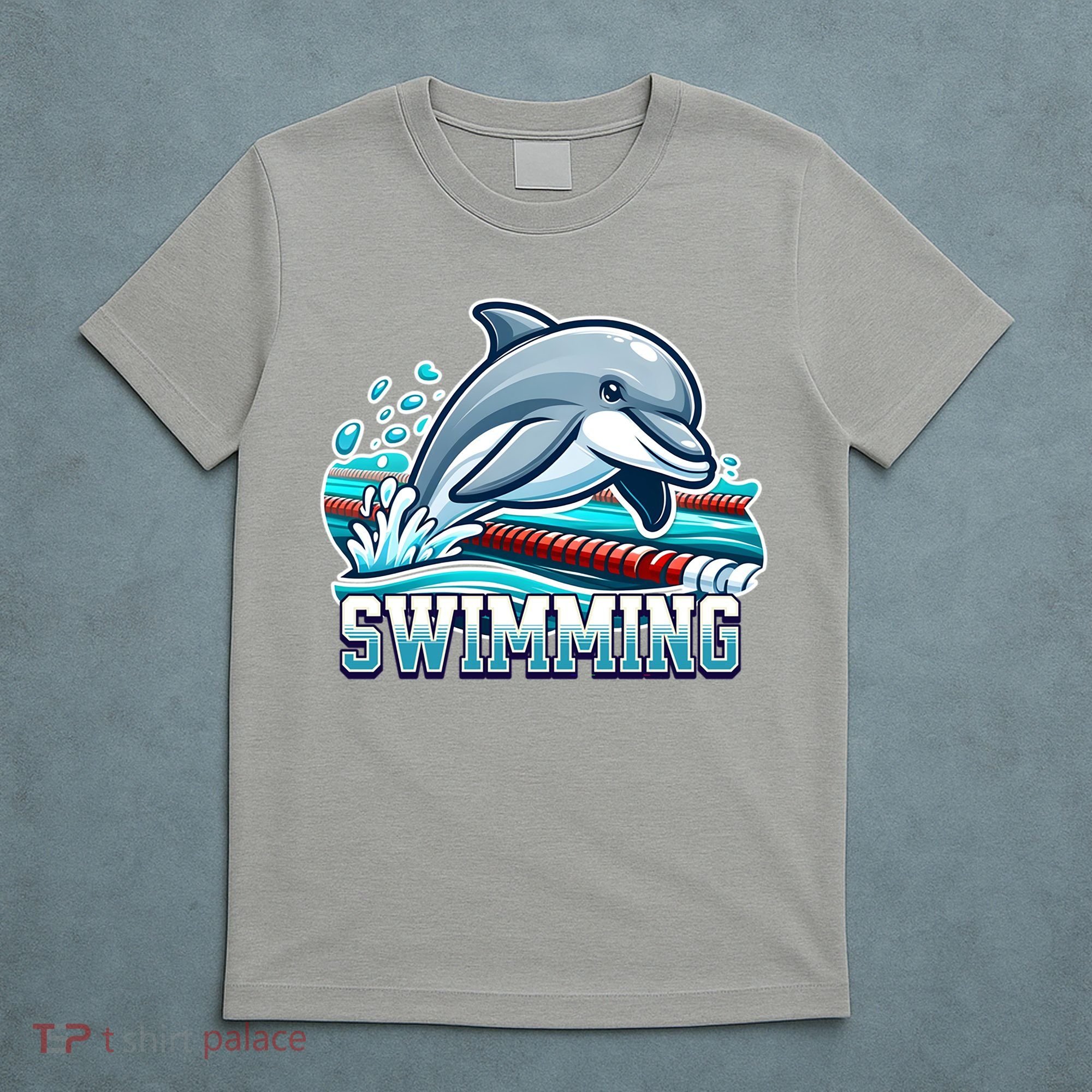 Dolphin Swimming Sports Fan Cartoon Style T-Shirt